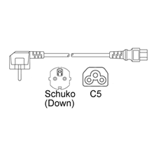 Schuko CEE7/7 Down to IEC C5 2.5A 250V - 72inch
