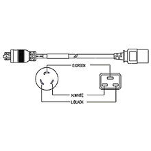 NEMA L6-30P Twist Lock to IEC320 C19 Power Cord- 20Amp - 25 Feet