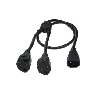 IEC320 C14 to 2x NEMA 5-15R Splitter- 15Amp 14awg -3 Ft