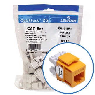 Leviton GigaMax 5e QuickPort Connector Quickpack CAT 5e 25-pack Yellow
