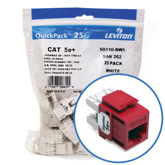 Leviton GigaMax 5e+ QuickPort Connector Quickpack CAT 5e 25-pack Crimson