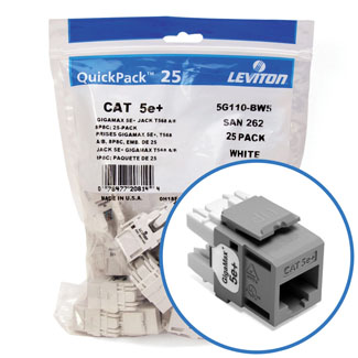 Leviton GigaMax 5e+ QuickPort Connector Quickpack CAT 5e 25-pack Grey