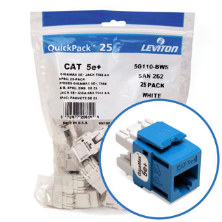 Leviton GigaMax 5e+ QuickPort Connector Quickpack CAT 5e 25-pack Blue