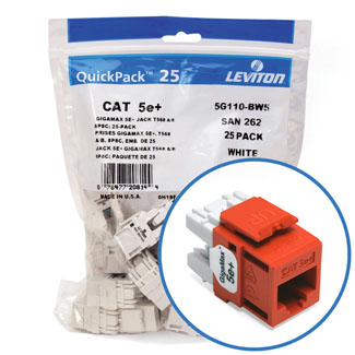 Leviton GigaMax 5e+ QuickPort Connector Quickpack CAT 5e 25-pack Orange