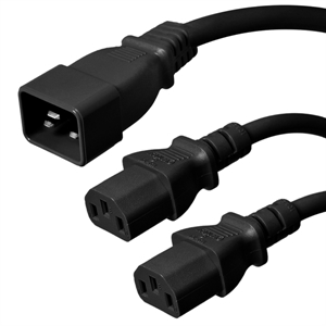 IEC 60320 C20 Splitter Power Cord to 2-Way C13- 6 Feet 12AWG/14AWG (20A/15A 250V)