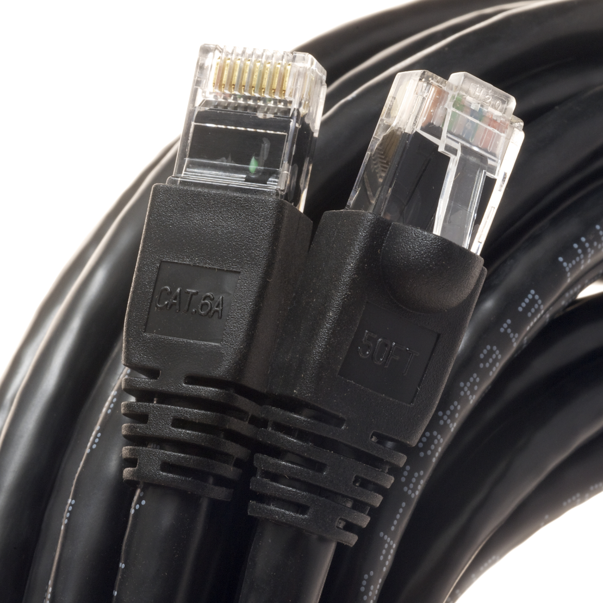 1Ft Cat6A 24AWG Black Snagless Ethernet Network Patch Cable
