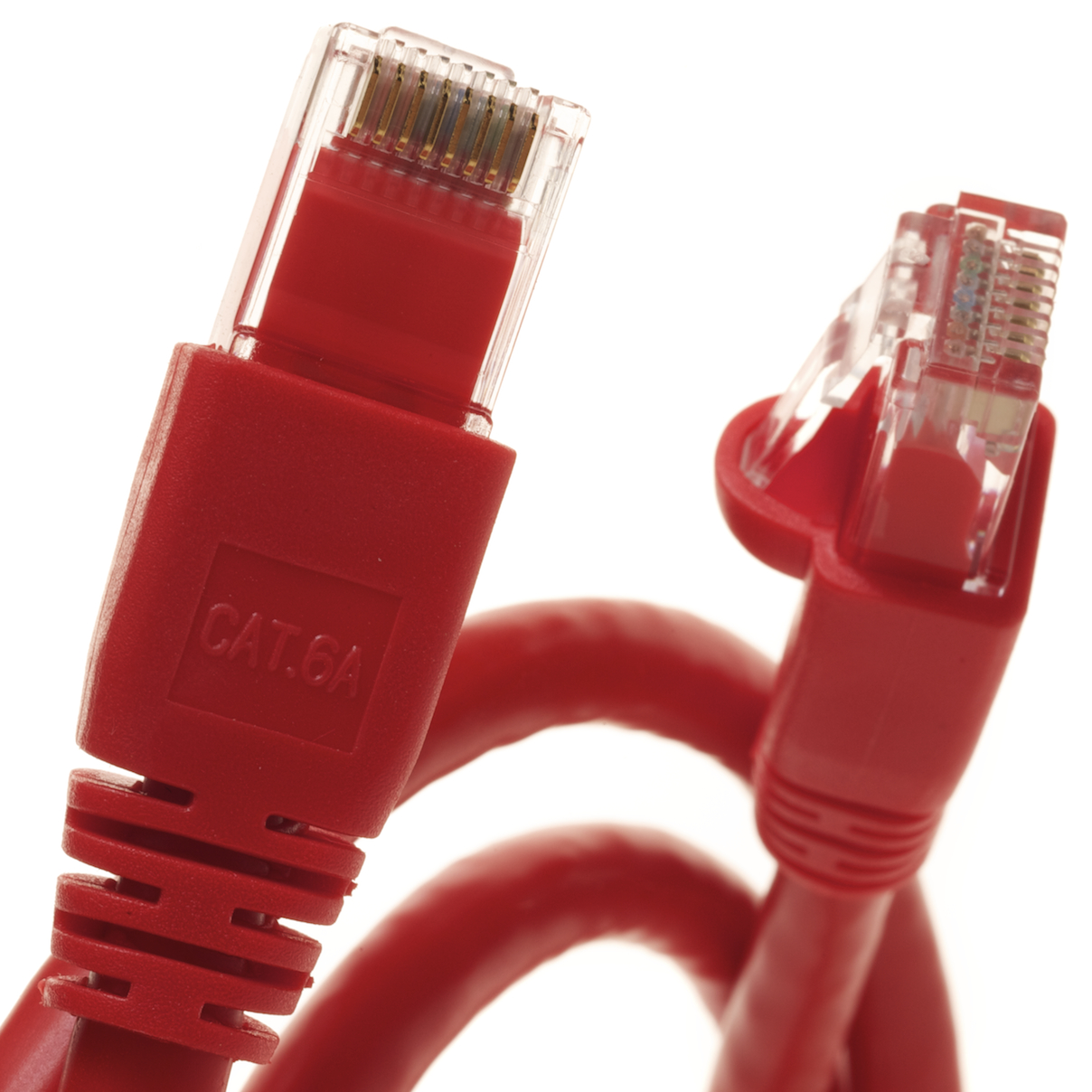 1Ft Cat6A 24AWG Red Snagless Ethernet Network Patch Cable