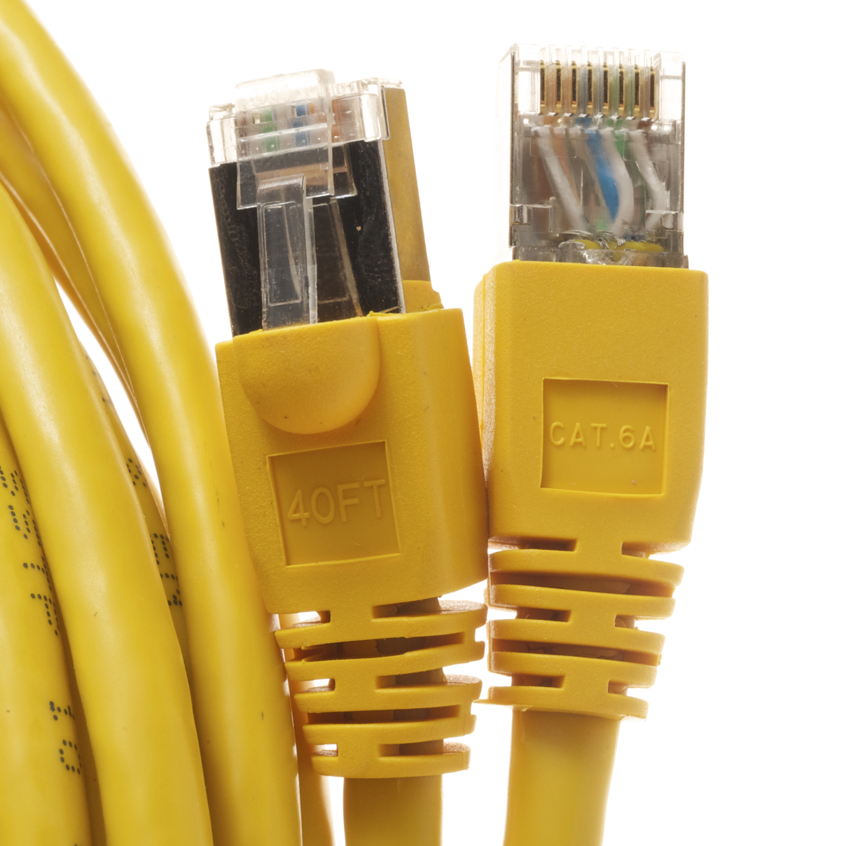 1Ft Cat6A 24AWG Yellow Snagless Ethernet Network Patch Cable