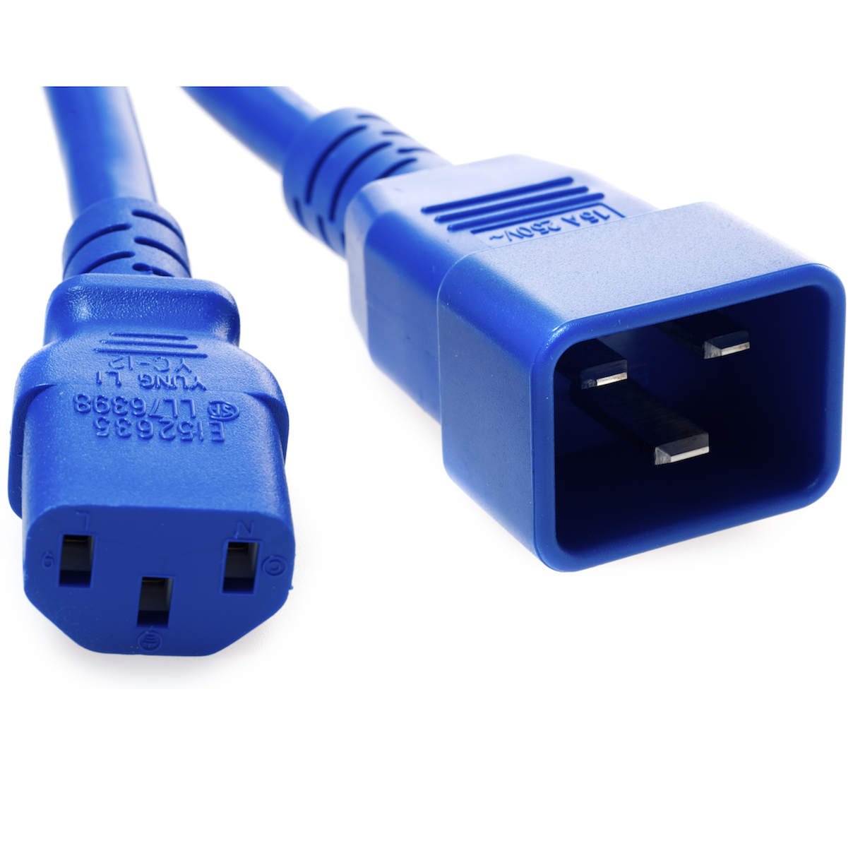 C20 Plug Male to C13 Connector Female 1 Feet 15 Amp 14/3 SJT 250v Power Cord- Blue