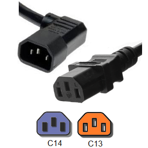 IEC C14 (Left) to IEC C13 - 10A 250V