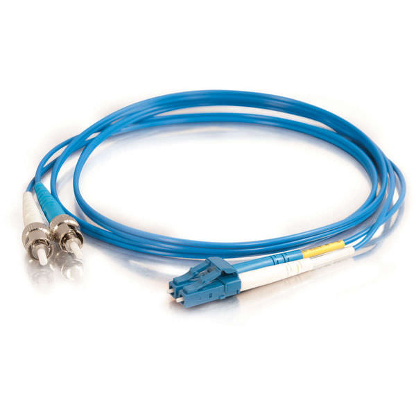 LC TO ST 9/125 Duplex Singlemode Fiber Optic Cable-1 Meter Blue Jacket