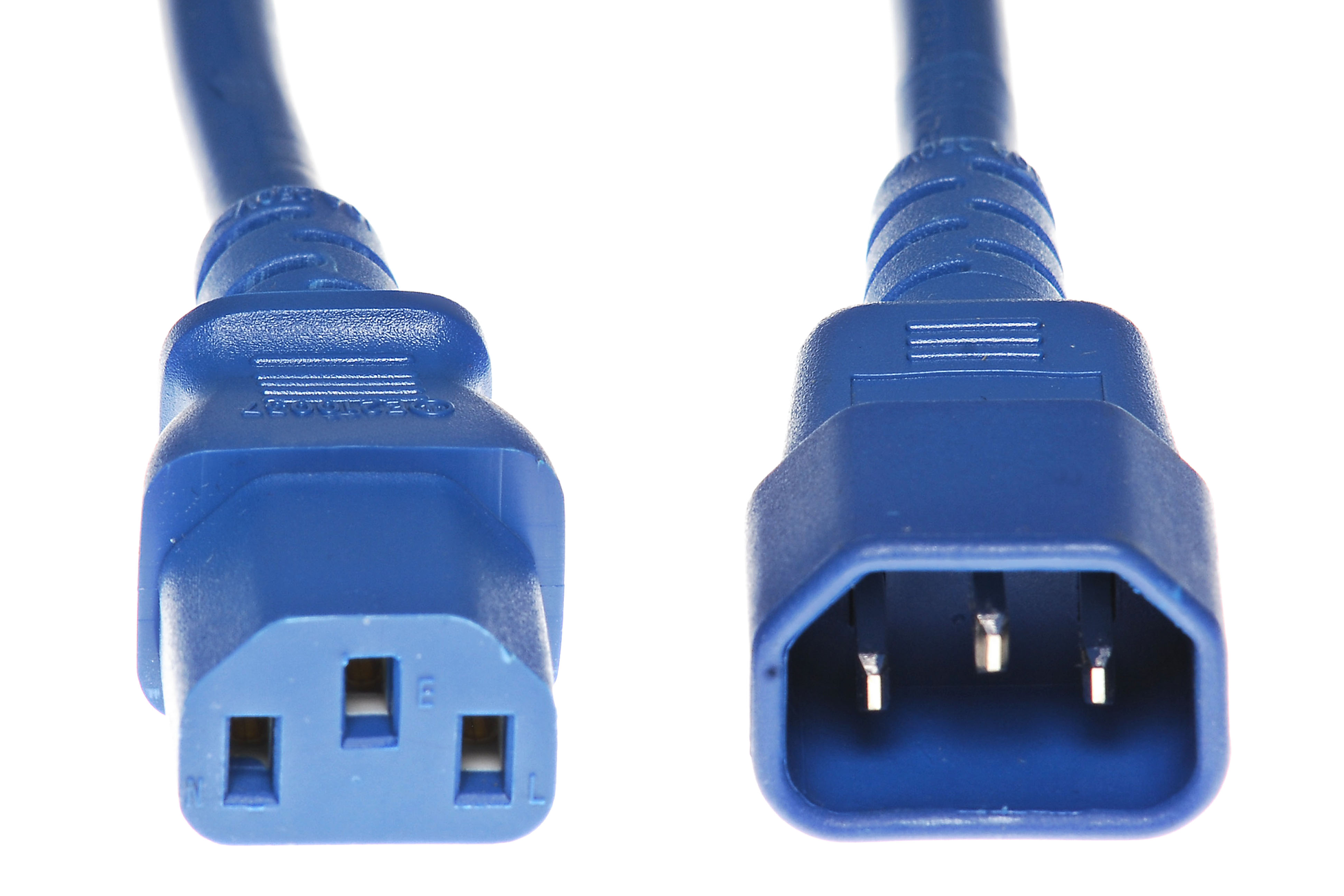 C14 Plug to C13 Connector 15amp 14/3 SJT 250v Blue Power Cord- 1 Feet