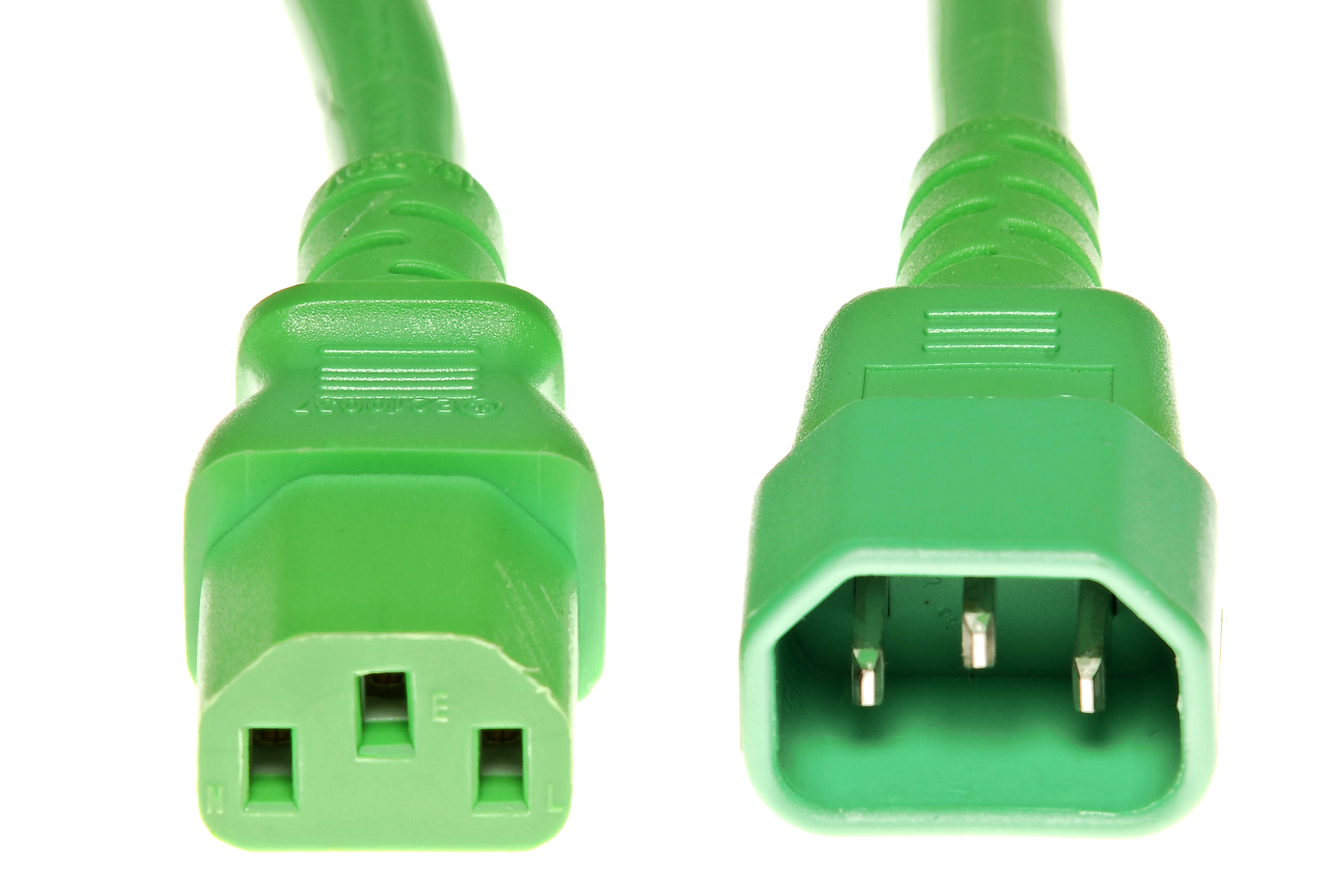 C14 Plug to C13 Connector 15amp 14/3 SJT 250v Green Power Cord- 1 Feet