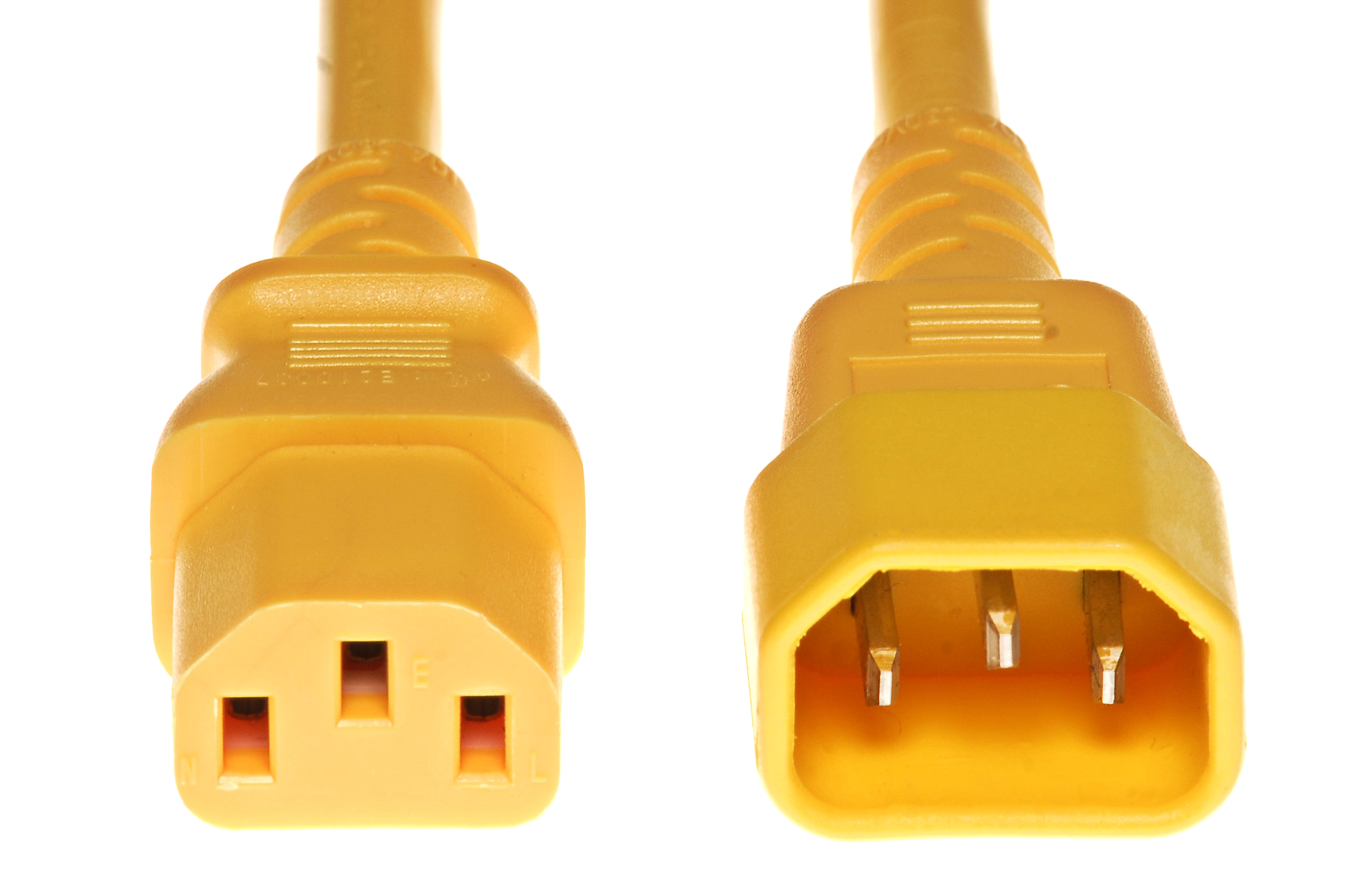 C14 Plug to C13 Connector 15amp 14/3 SJT 250v Yellow Power Cord- 1 Feet