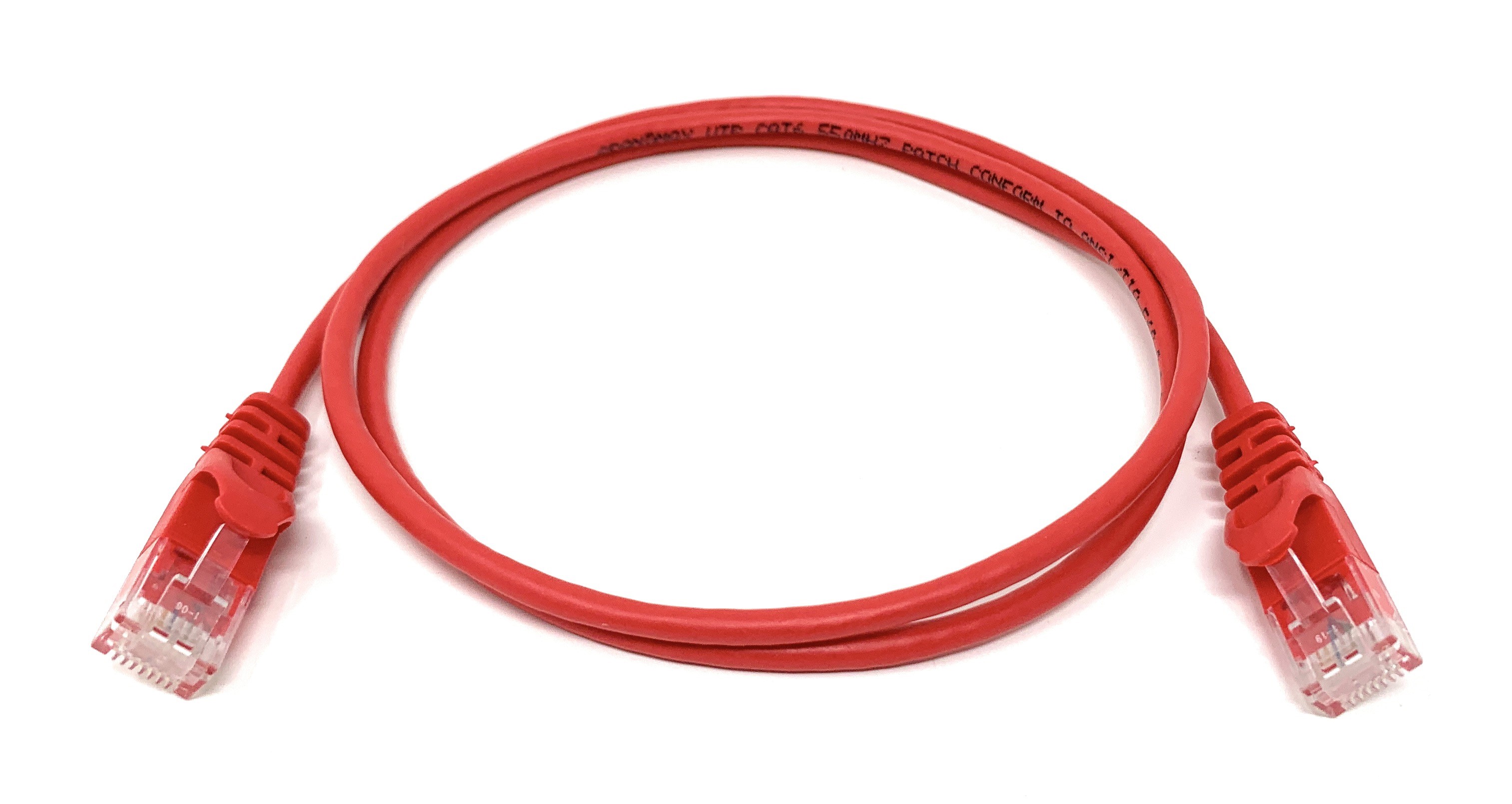 25Ft Red Cat6 Slim Jacket 30awg Network Patch Cable 550MHz