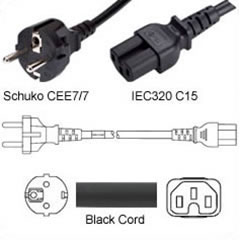 Schuko CEE 7/7 to IEC C15 10A 250V