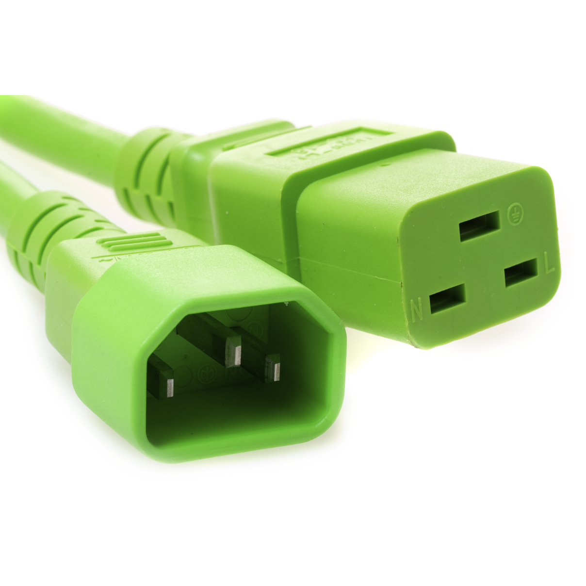 C14 Plug Male to C19 Connector Female 1 Feet 15 Amp 14/3 SJT 250v Power Cord- Green
