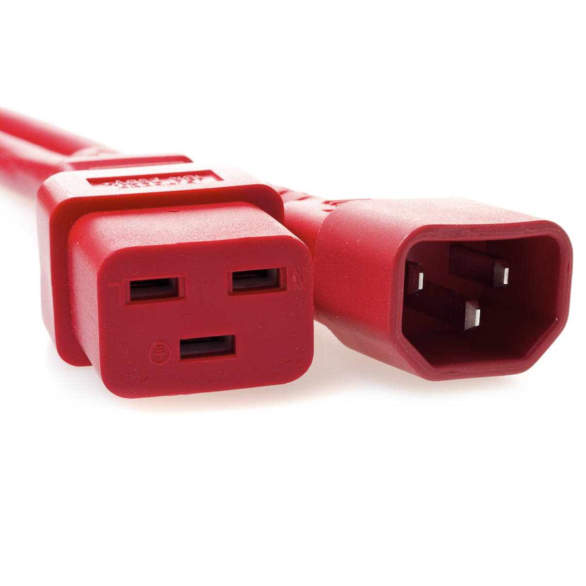 C14 Plug Male to C19 Connector Female 1 Feet 15 Amp 14/3 SJT 250v Power Cord- Red