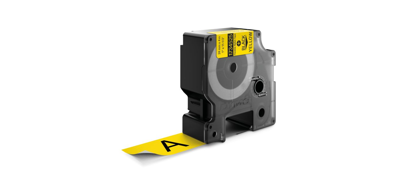 "IND Flexible Nylon Labels 1"" Black on Yellow"