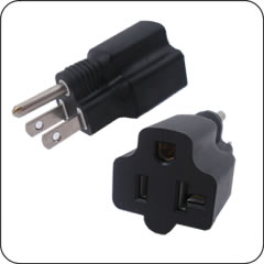 Plug Adapter NEMA 5-15 Plug (Angled Up) to IEC 60320 C13 Connector Angled Down Block Adapter