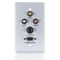 Single Gang HD15 VGA (Bottom) + 3.5mm + Composite Video + Stereo Audio Wall Plate - Brushed Aluminum