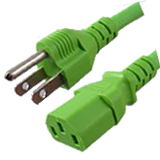 5-15 Plug Male to C13 Connector Female 3 Feet 15 Amp 14/3 125v Power Cord- Green