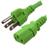 5-15 Plug Male to C13 Connector Female 2 Feet 15 Amp 14/3 125v Power Cord- Green