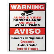 Surveillance Warning Sign English/Spanish Red 7x9