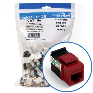 Leviton GigaMax 5e QuickPort Connector Quickpack CAT 5e 25-pack Red