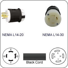 Plug Adapter NEMA L14-20 Plug to L5-15 Connector 1 Foot Cord