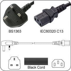 UK BS1363 to IEC320 C13 - 10A - 3 Meters
