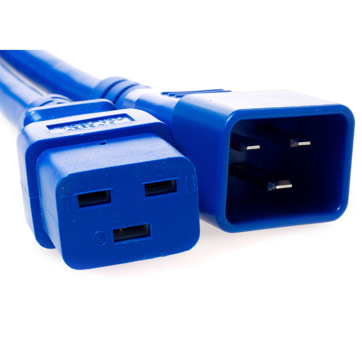 Cordon D'alimentation IEC C20 Vers C19 - 1 Pied, Bleu, 20A/250V, 12 AWG - Iron Box IBX-1704