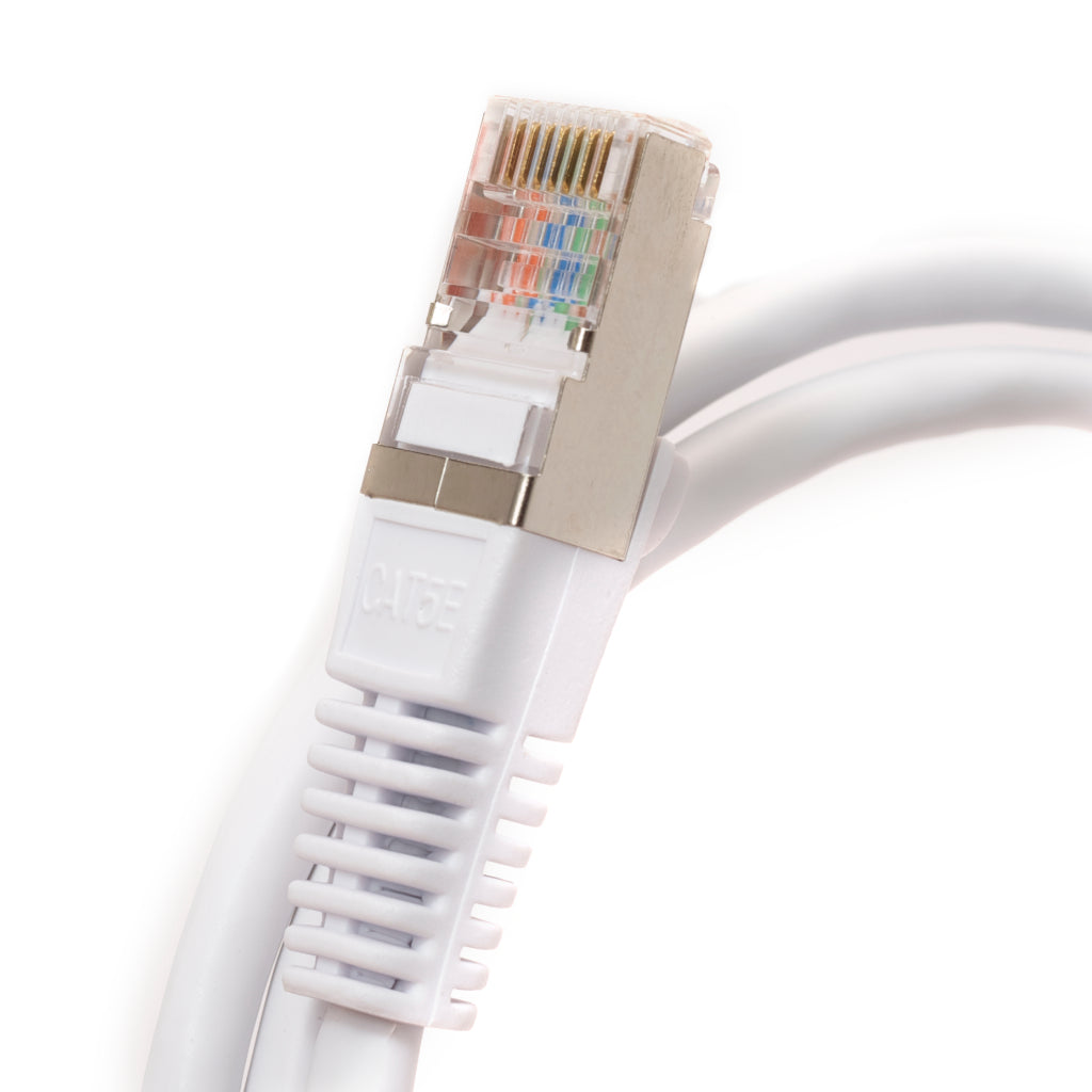 1Ft Cat5e 350Mhz 26AWG Shielded Ethernet Cable Snagless White