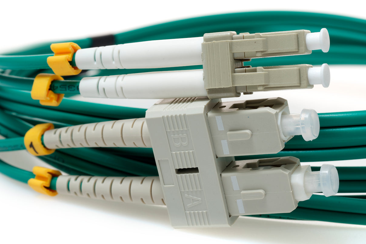 LC TO SC 50/125 Duplex Multimode Fiber Optic Cable-10 Meter Green Jacket