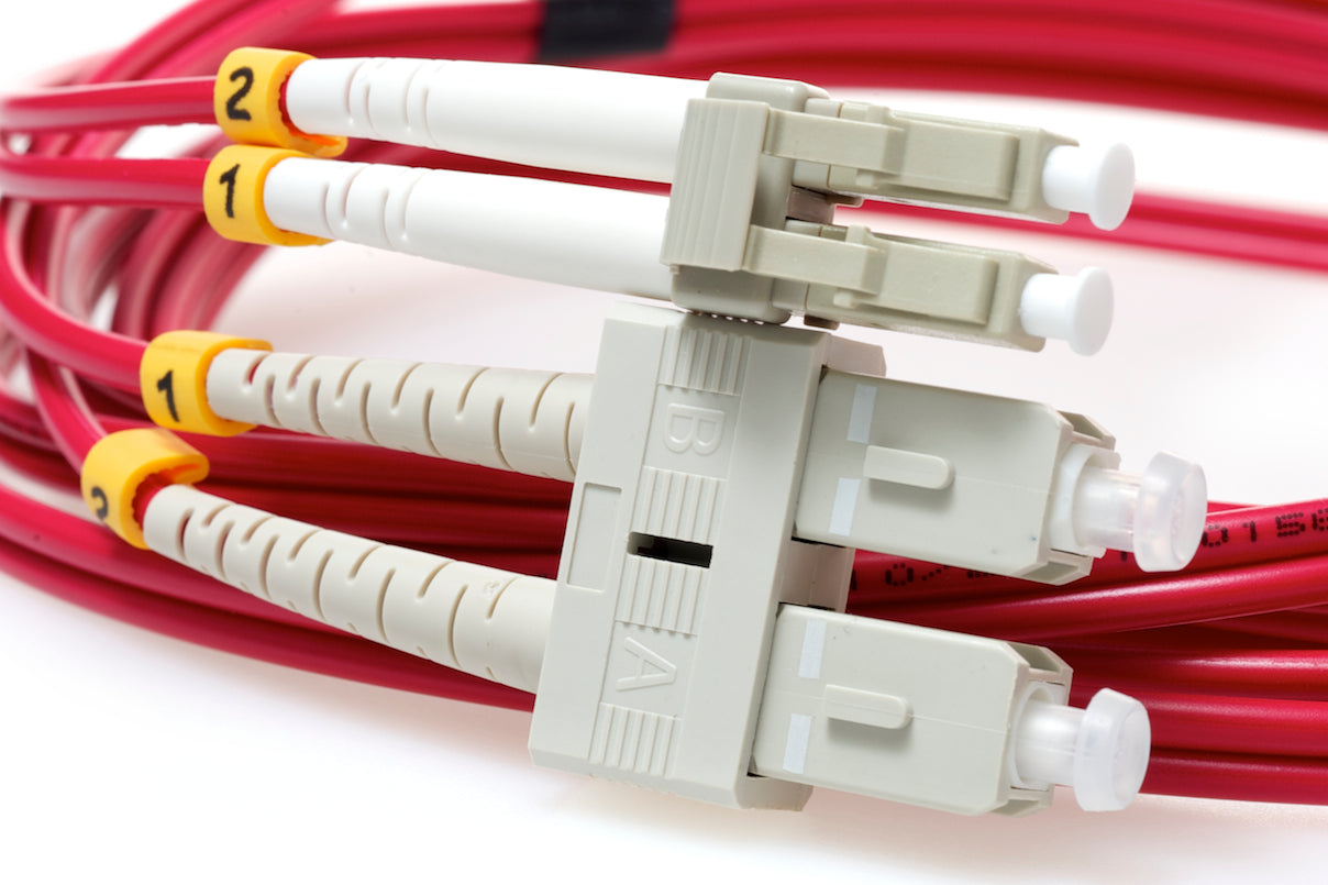 LC TO SC 50/125 OM4 Duplex Multimode Fiber Optic Cable-5 Meter Red Jacket