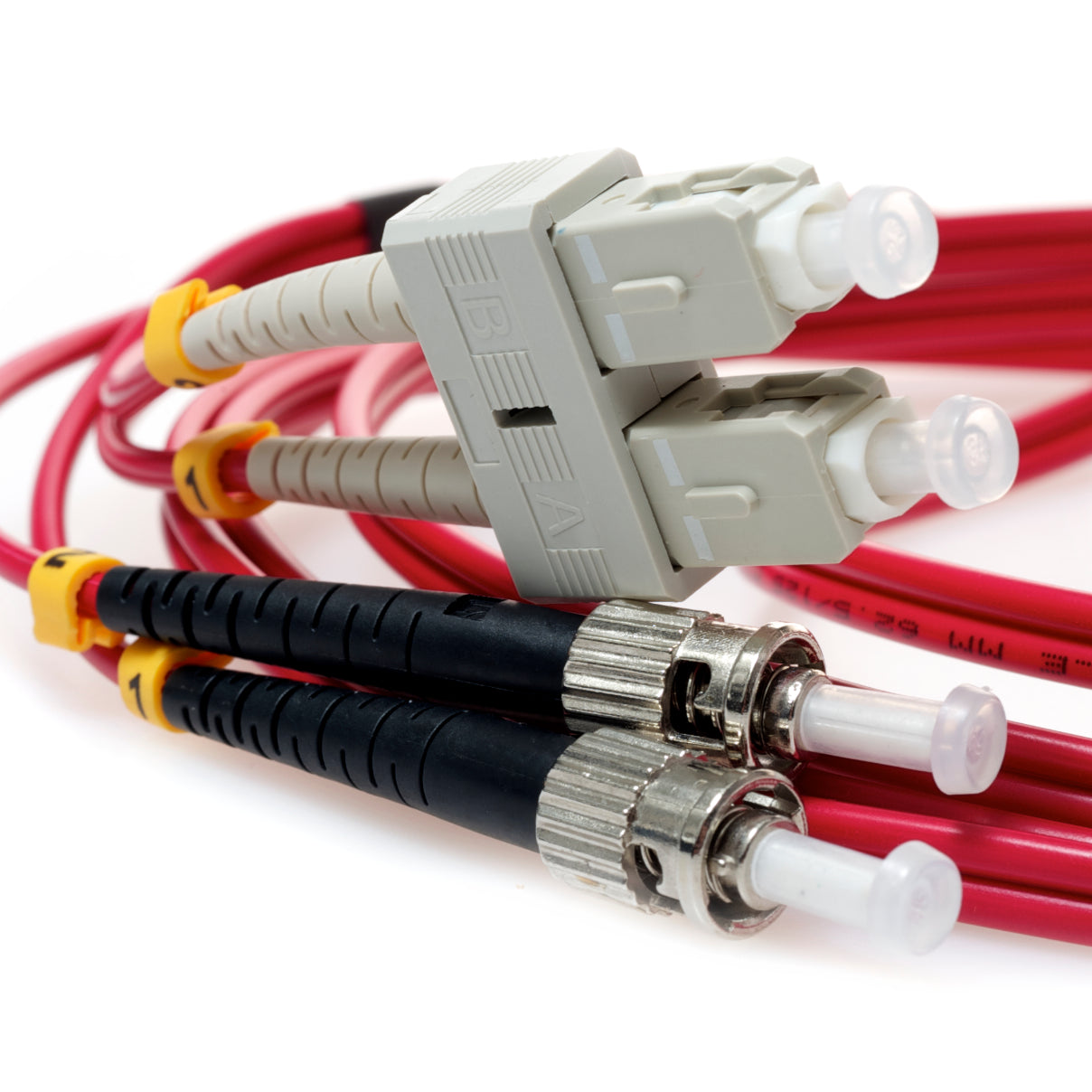 SC TO ST 9/125 Duplex Singlemode Fiber Optic Cable-3 Meter Red Jacket