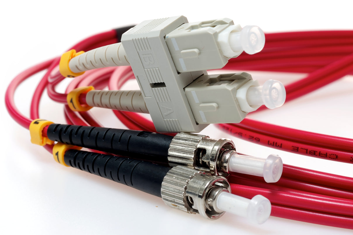 SC TO ST 50/125 Duplex Multimode Fiber Optic Cable-5 Meter Red Jacket
