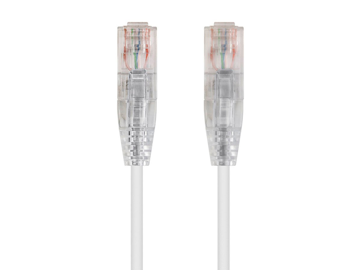 25Ft White Cat6 Slim Jacket 28awg Network Patch Cable 550MHz