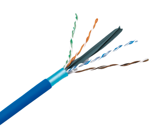 Cat6A Plenum Shielded Bulk 1000 Feet 650Mhz Blue Jacket
