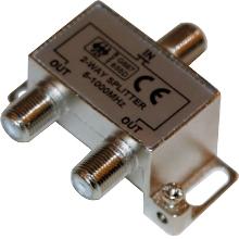 2 Way F Splitter 75 Ohm 1 GHz