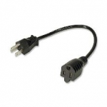 3-Prong Male to 3-Prong Female Power Extension Cord- Black 1.5 ft