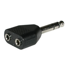 6.3mm (1/4in) Stereo Male to Dual 3.5mm Stereo Female Adapter