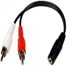 6" 3.5mm Stereo Female to Y Dual RCA Male Adapter