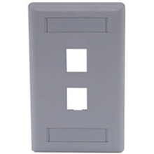 Face Plate, Rear-Loading, 2-port, Single-Gang, Gray