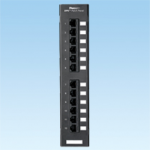DataPatch 12-port category 6 punchdown flat patch panel in black.