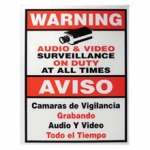 Surveillance Warning Sign English/Spanish Red 7x9