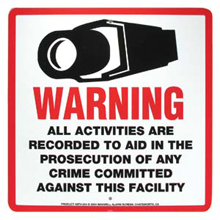 Surveillance Warning Sign English 10.5x10.5