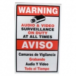 Surveillance Warning Sign English/Spanish Red 11.5x18