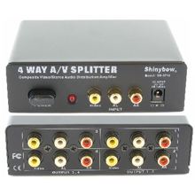 1 to 4 A/V (Composite Video /Stereo Audio) Distribution Amplifier