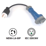 320C6W Pin and Sleeve to L6-30P Locking Power Cord Plug Adapter